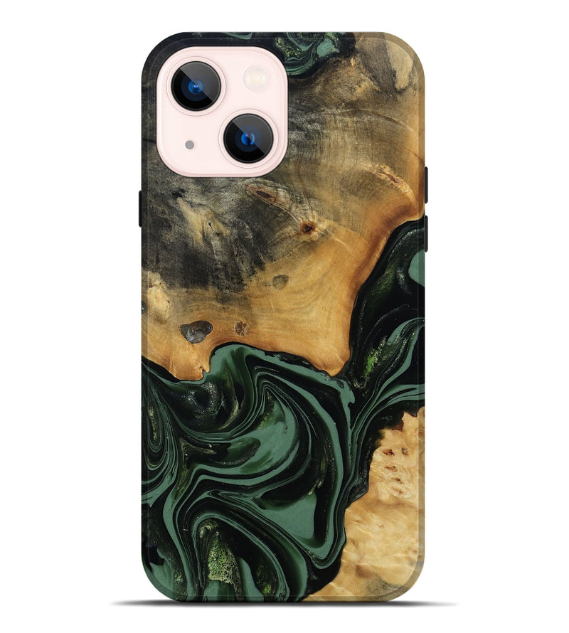 iPhone 14 Plus Wood Live Edge Phone Case - Arther (Green, 814284)