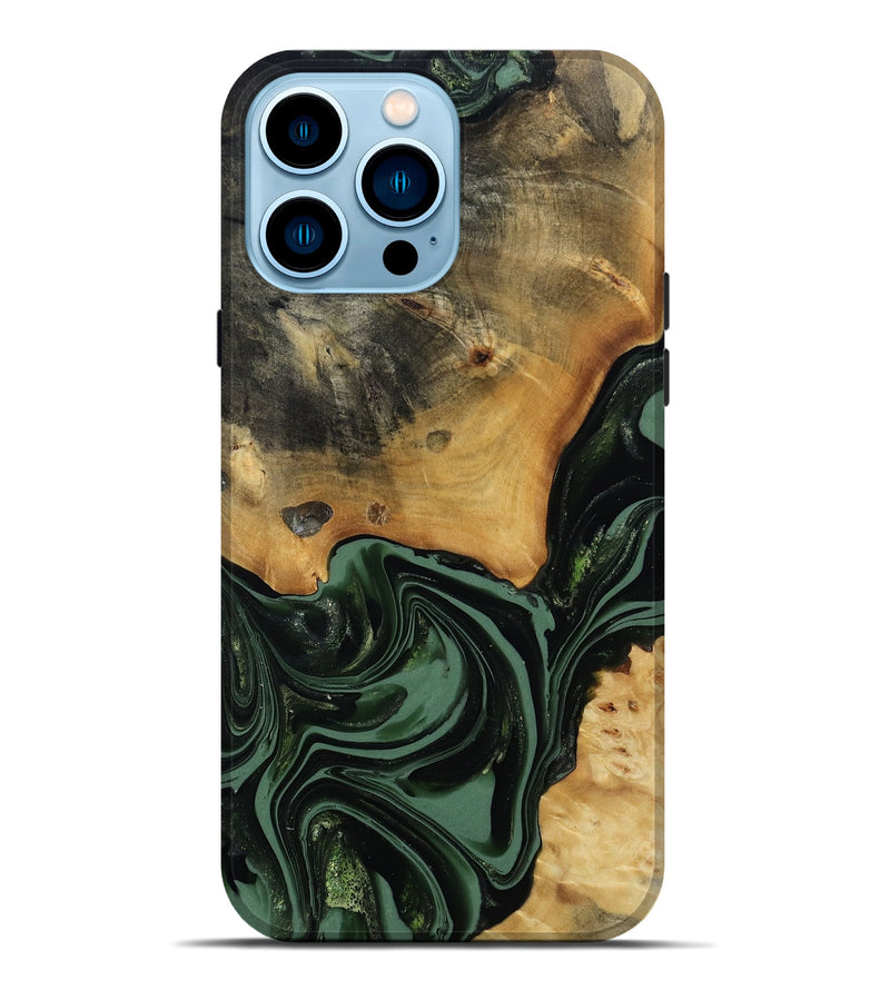 iPhone 14 Pro Max Wood Live Edge Phone Case - Arther (Green, 814284)