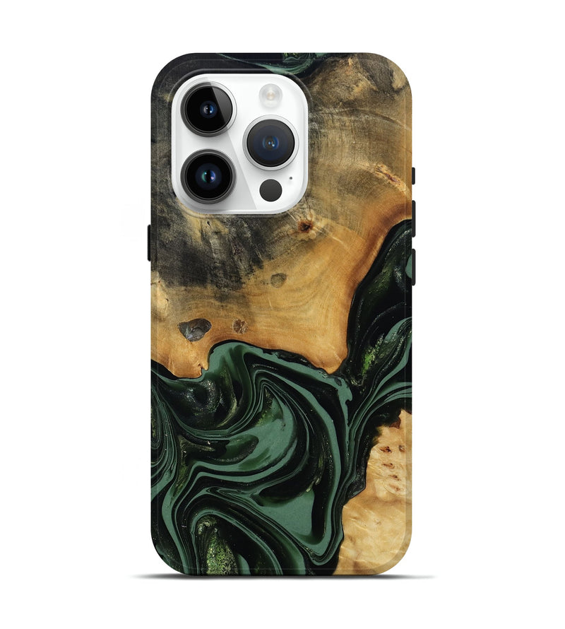 iPhone 15 Pro Wood Live Edge Phone Case - Arther (Green, 814284)