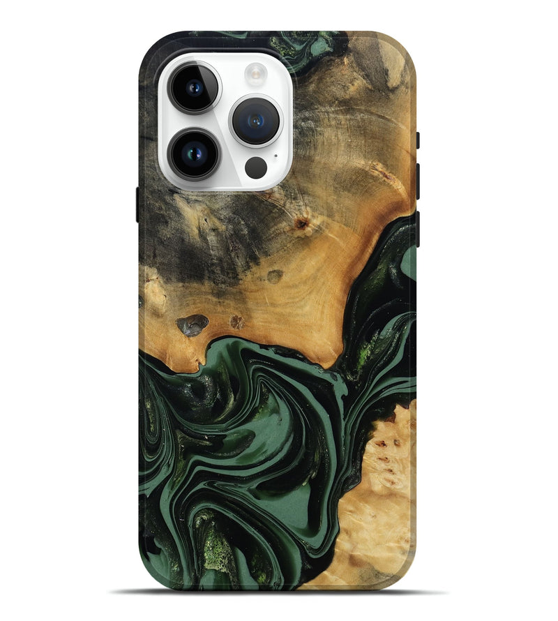 iPhone 15 Pro Max Wood Live Edge Phone Case - Arther (Green, 814284)