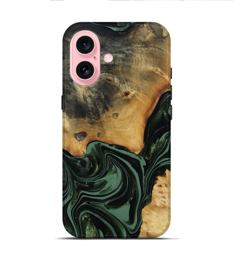 iPhone 16 Wood Live Edge Phone Case - Arther (Green, 814284)