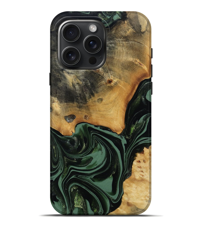 iPhone 16 Pro Max Wood Live Edge Phone Case - Arther (Green, 814284)