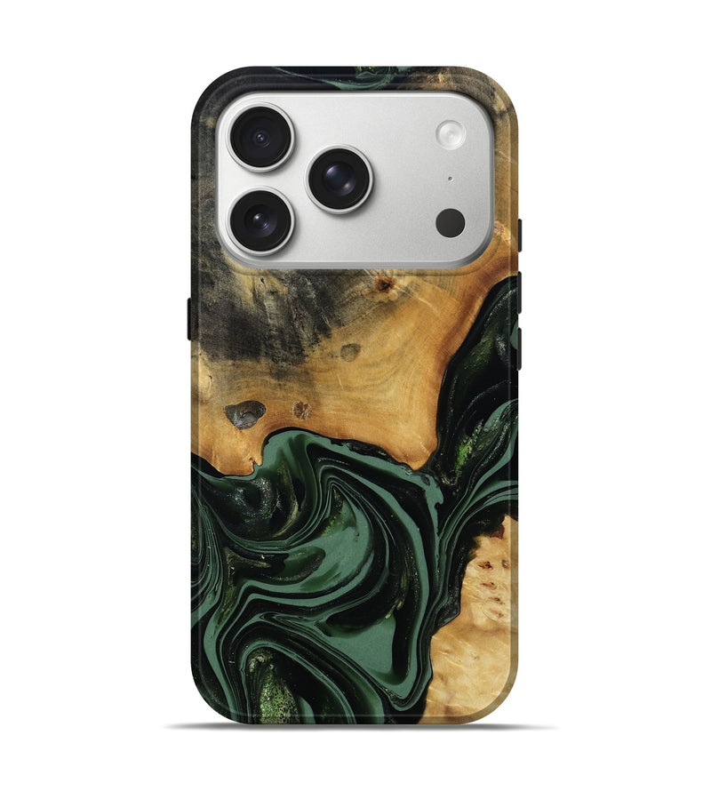 iPhone 17 Pro Wood Live Edge Phone Case - Arther (Green, 814284)