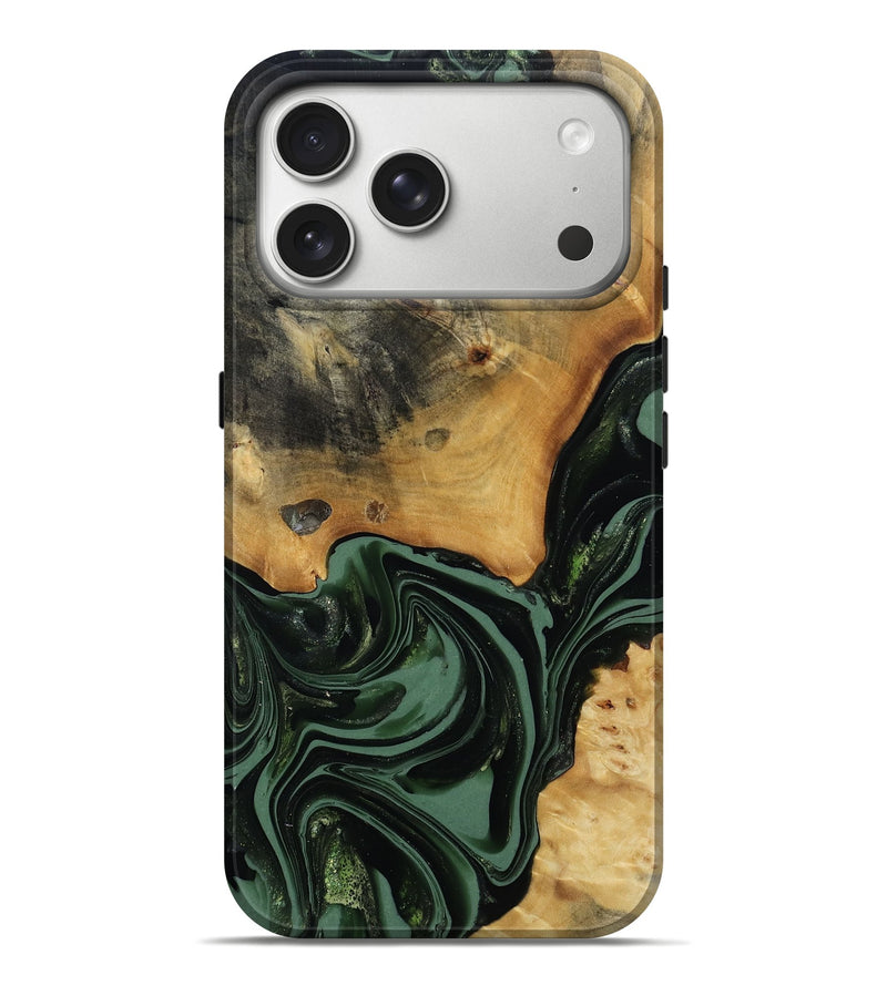 iPhone 17 Pro Max Wood Live Edge Phone Case - Arther (Green, 814284)
