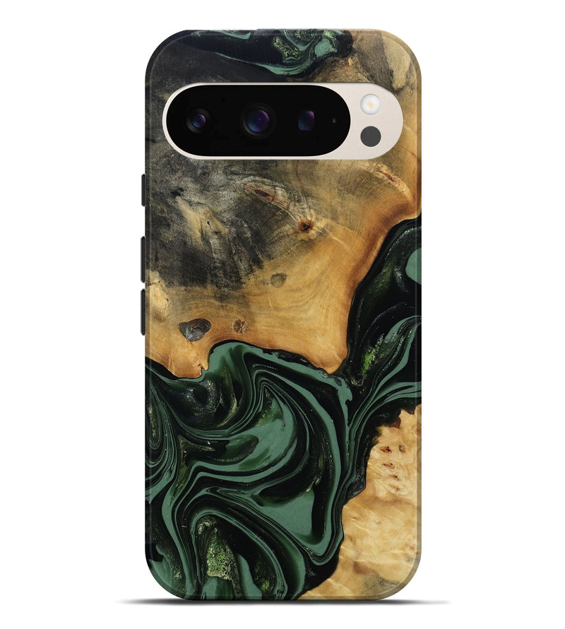 Pixel 9 Pro XL Wood Live Edge Phone Case - Arther (Green, 814284)