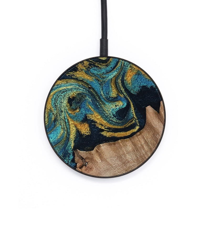 Circle Wood Wireless Charger - Aurelio (Teal & Gold, 814288)