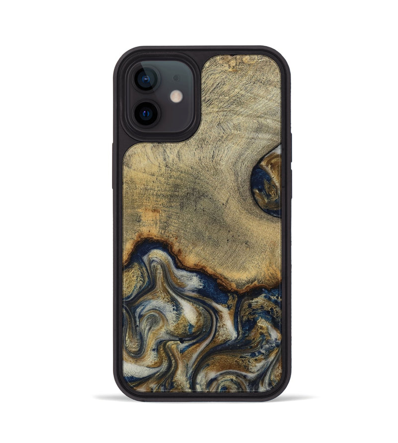 iPhone 12 Wood Phone Case - Verda (Teal & Gold, 814290)