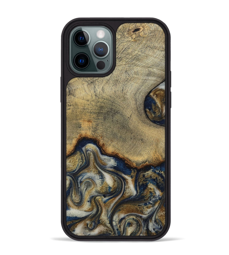 iPhone 12 Pro Max Wood Phone Case - Verda (Teal & Gold, 814290)