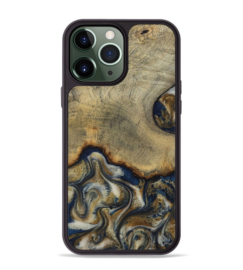iPhone 13 Pro Max Wood Phone Case - Verda (Teal & Gold, 814290)