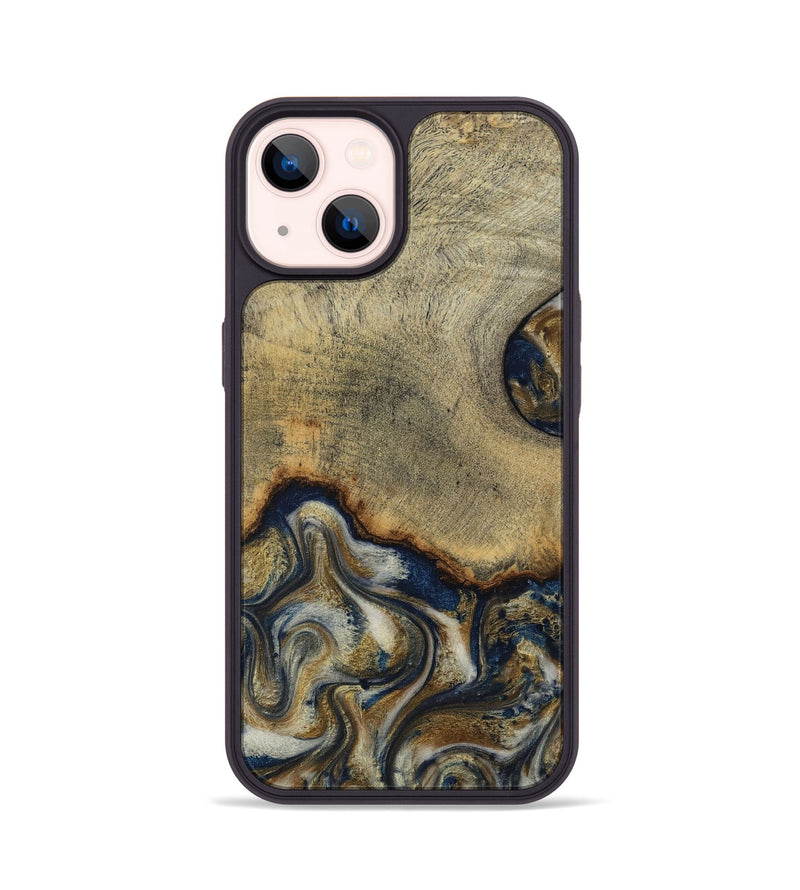 iPhone 14 Wood Phone Case - Verda (Teal & Gold, 814290)