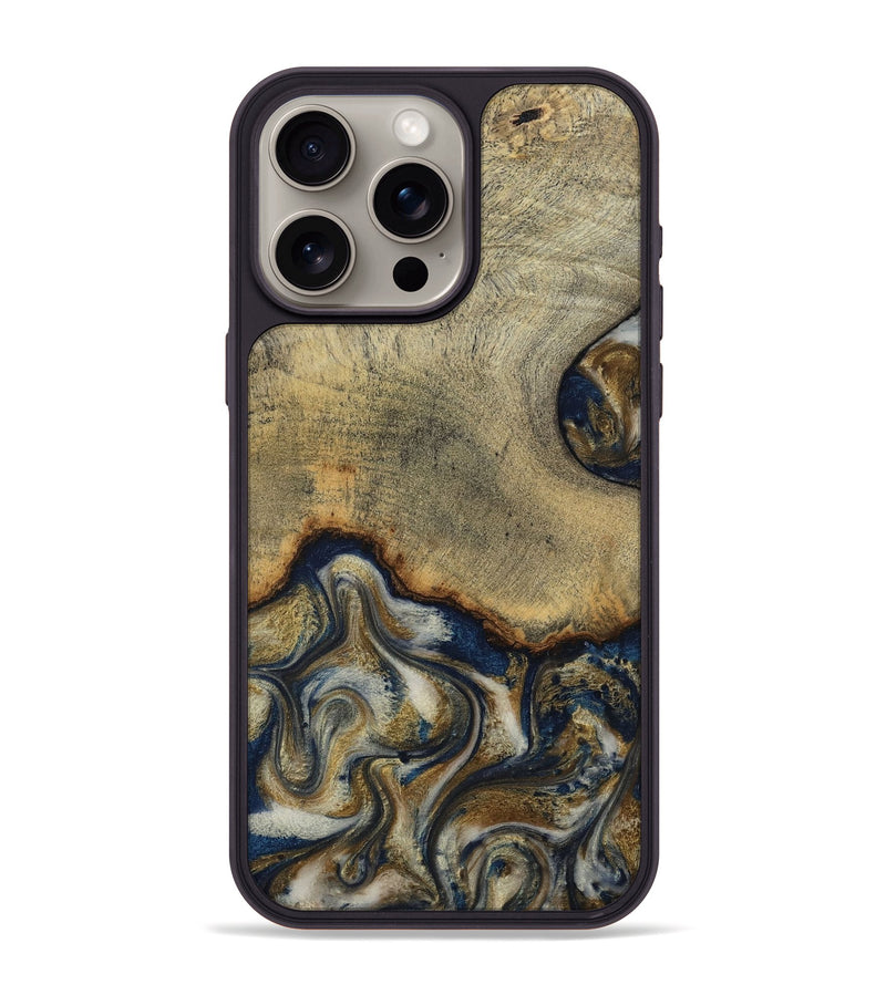 iPhone 15 Pro Max Wood Phone Case - Verda (Teal & Gold, 814290)