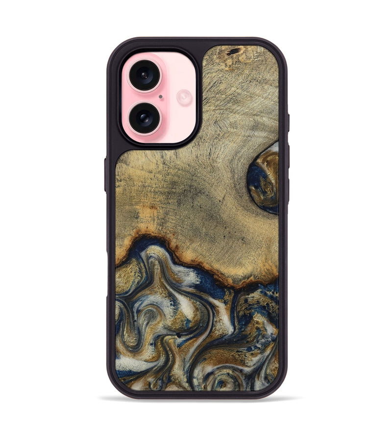 iPhone 16 Wood Phone Case - Verda (Teal & Gold, 814290)