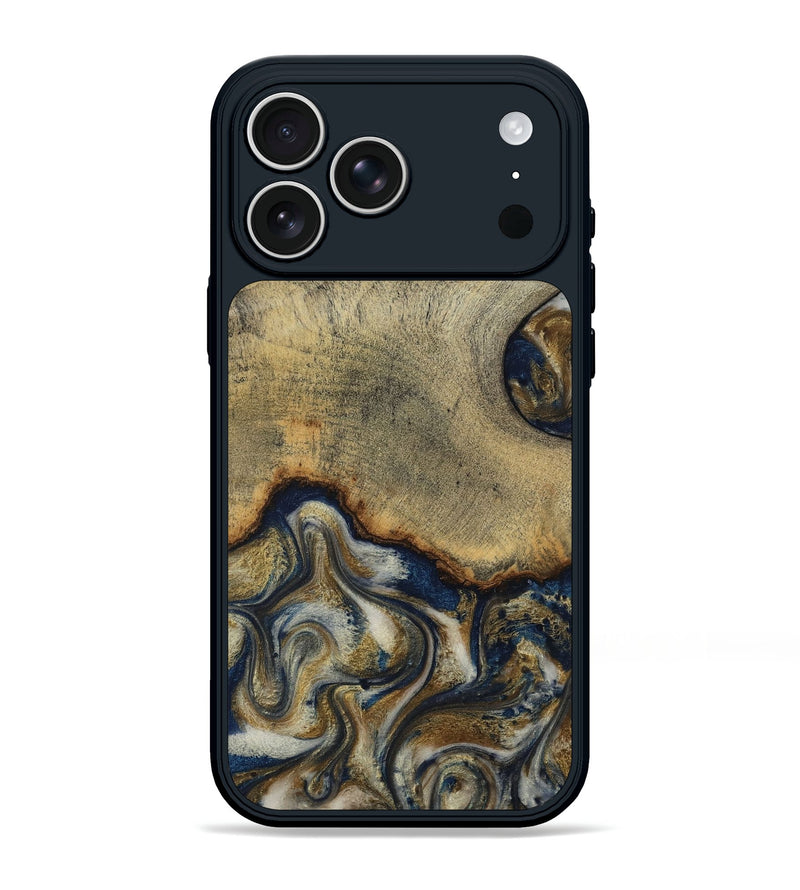 iPhone 17 Pro Max Wood Phone Case - Verda (Teal & Gold, 814290)
