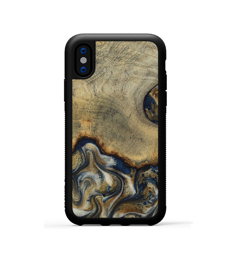 iPhone Xs Wood Phone Case - Verda (Teal & Gold, 814290)