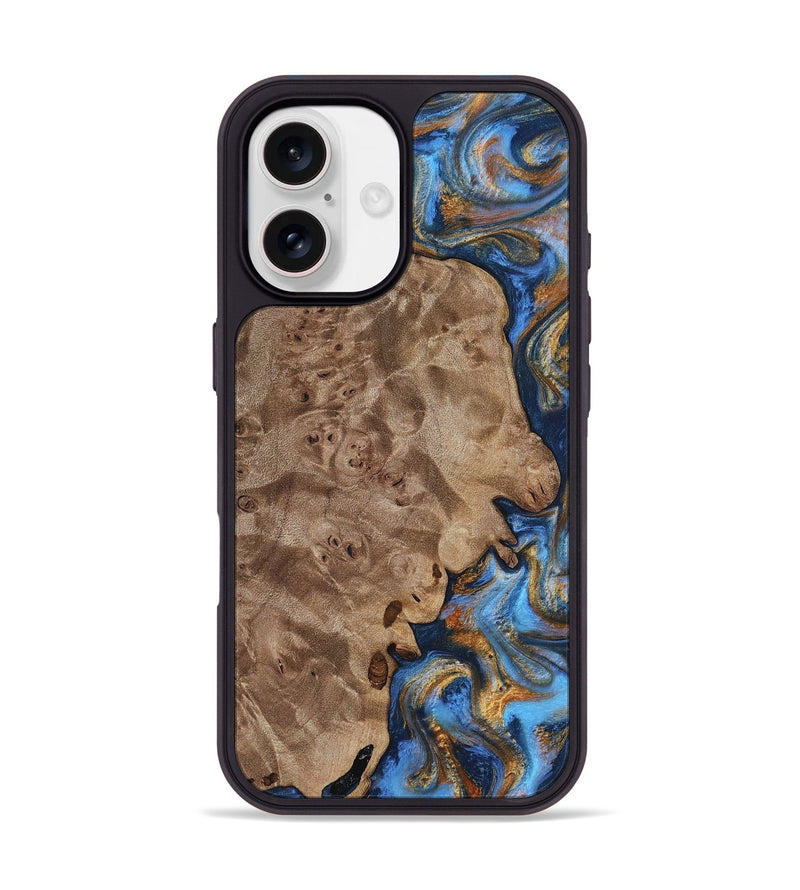 iPhone 17 Wood Phone Case - Lorna (Teal & Gold, 814291)