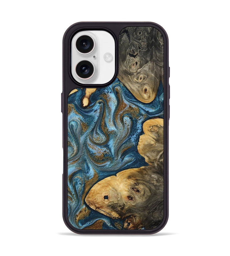 iPhone 17 Wood Phone Case - Magnus (Teal & Gold, 814292)