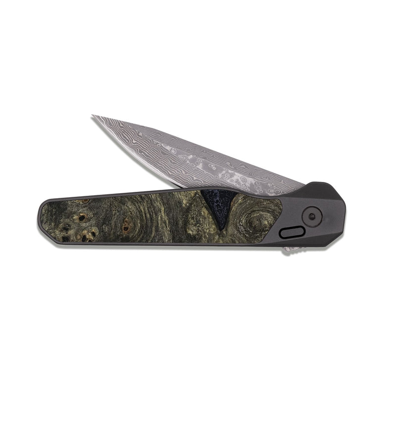 EDC Dark Damascus Wood Pocket Knife - Xyla (Wood Burl, 814297)