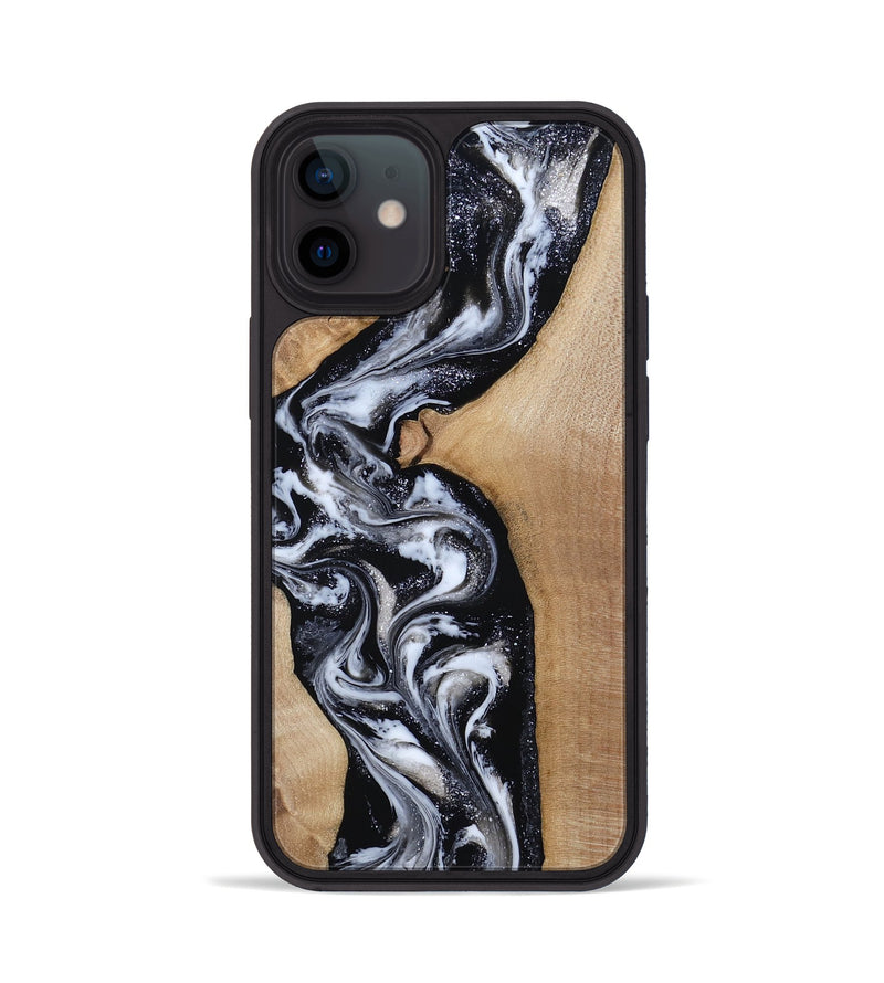 iPhone 12 Wood Phone Case - Terri (Black & White, 814305)