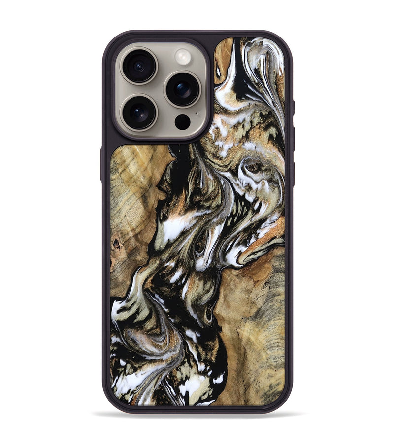 iPhone 15 Pro Max Wood Phone Case - Janelle (Black & White, 814307)
