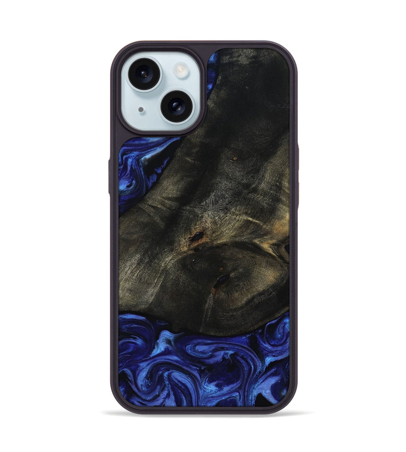 iPhone 15 Wood Phone Case - Davian (Blue, 814318)