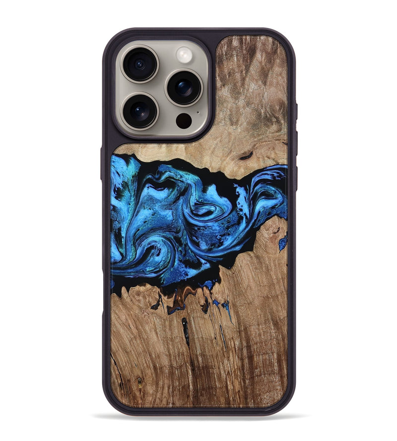 iPhone 16 Pro Max Wood Phone Case - Zoie (Blue, 814319)
