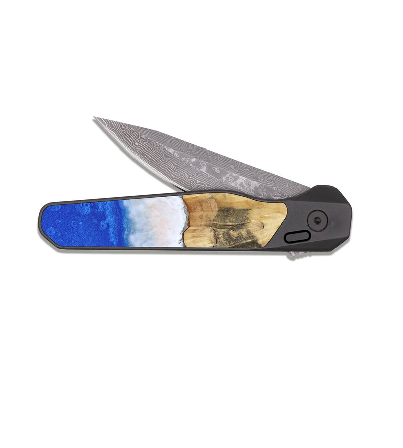 EDC Dark Damascus Wood Pocket Knife - Tristan (Coastal, 814336)