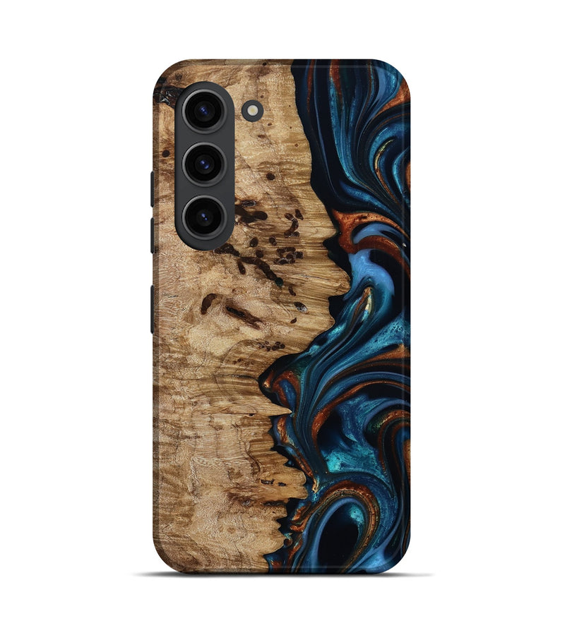 Galaxy S23 Wood Live Edge Phone Case - Kiel (Teal & Gold, 814373)
