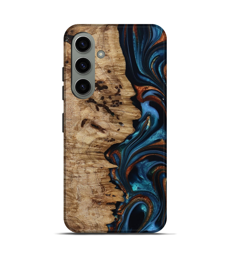 Galaxy S24 Wood Live Edge Phone Case - Kiel (Teal & Gold, 814373)