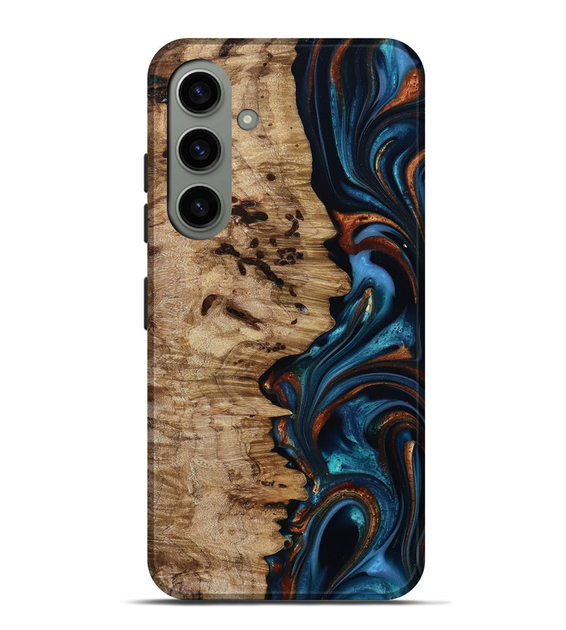 Galaxy S24 Plus Wood Live Edge Phone Case - Kiel (Teal & Gold, 814373)