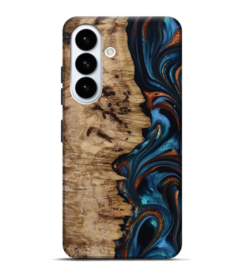 Galaxy S26 Plus Wood Live Edge Phone Case - Kiel (Teal & Gold, 814373)