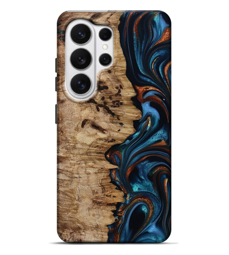 Galaxy S26 Ultra Wood Live Edge Phone Case - Kiel (Teal & Gold, 814373)