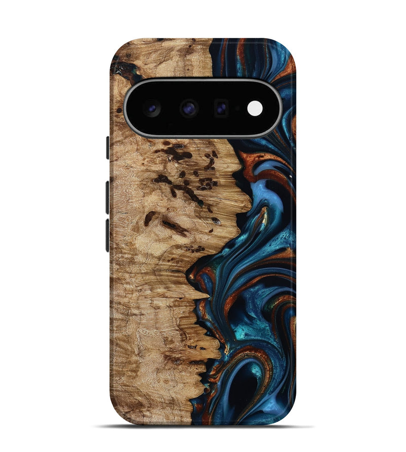 Pixel 11 Wood Live Edge Phone Case - Kiel (Teal & Gold, 814373)