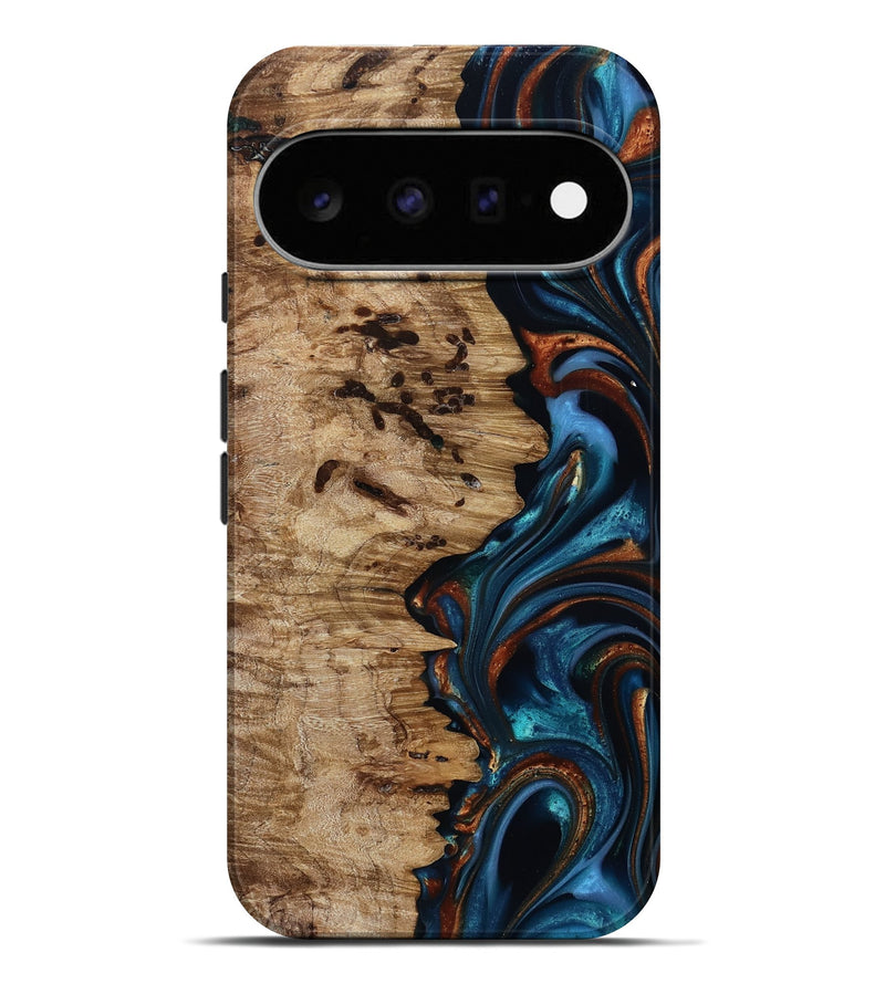 Pixel 11 Pro XL Wood Live Edge Phone Case - Kiel (Teal & Gold, 814373)