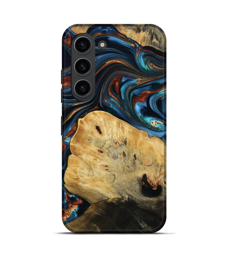 Galaxy S23 Wood Live Edge Phone Case - Cadence (Teal & Gold, 814374)