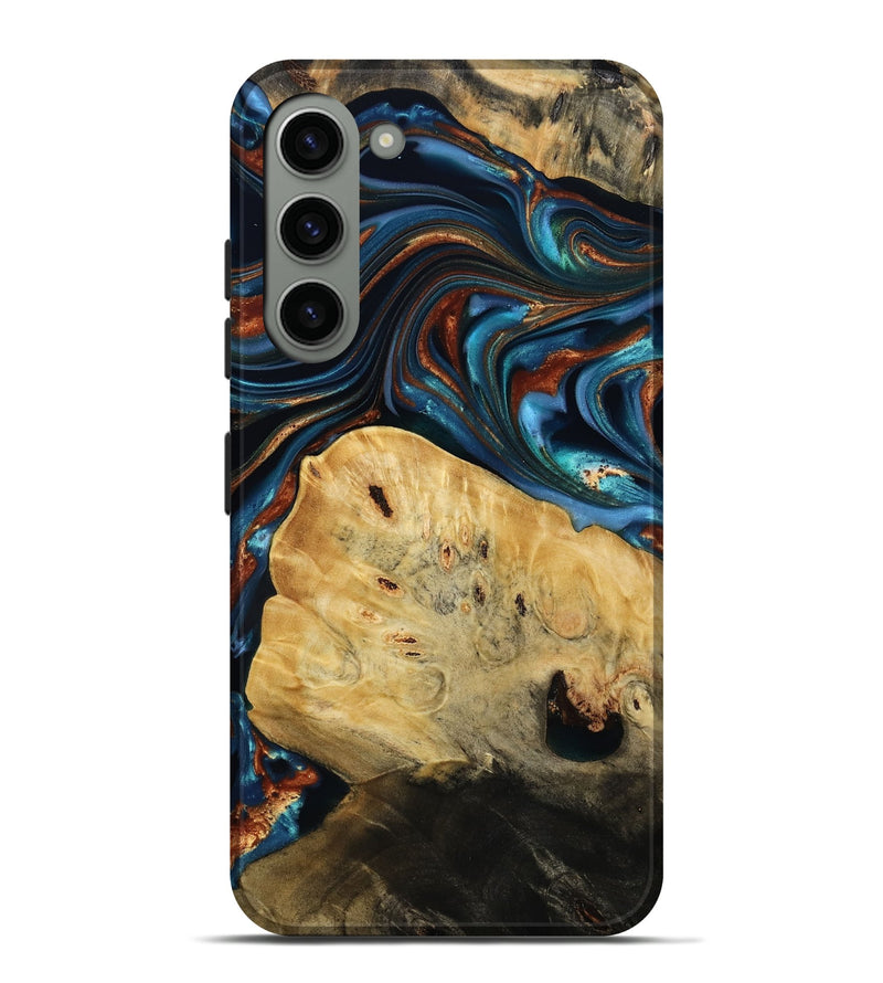 Galaxy S23 Plus Wood Live Edge Phone Case - Cadence (Teal & Gold, 814374)