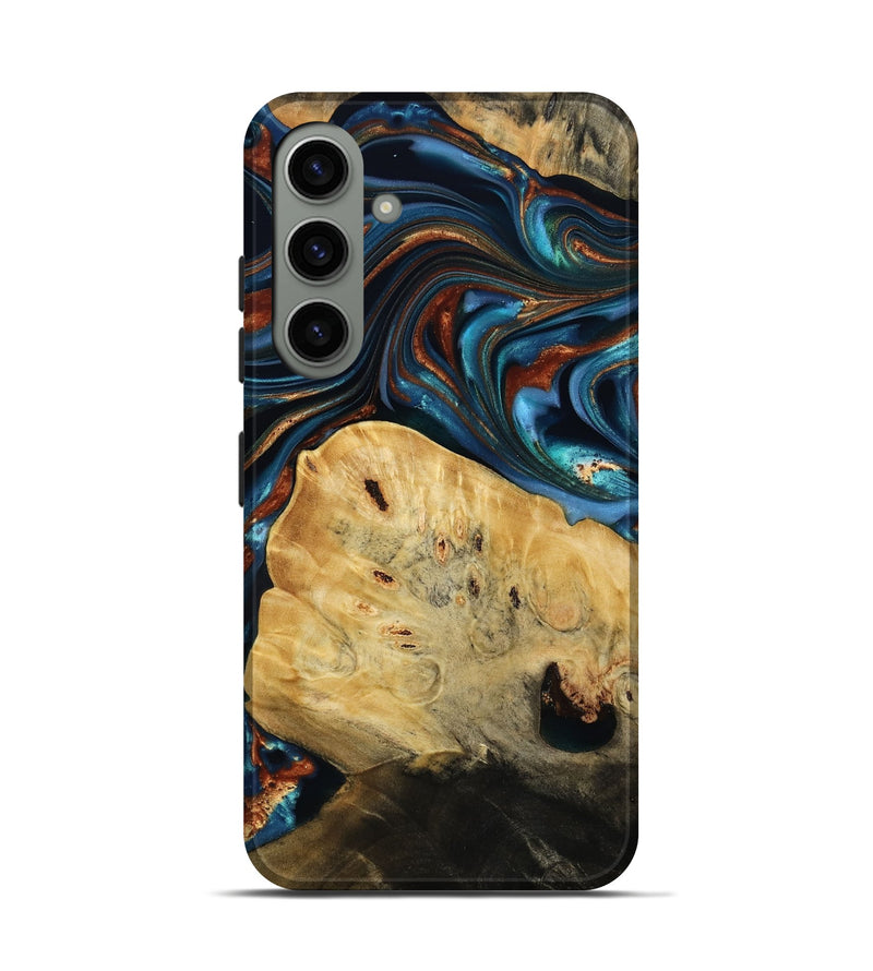 Galaxy S24 Wood Live Edge Phone Case - Cadence (Teal & Gold, 814374)