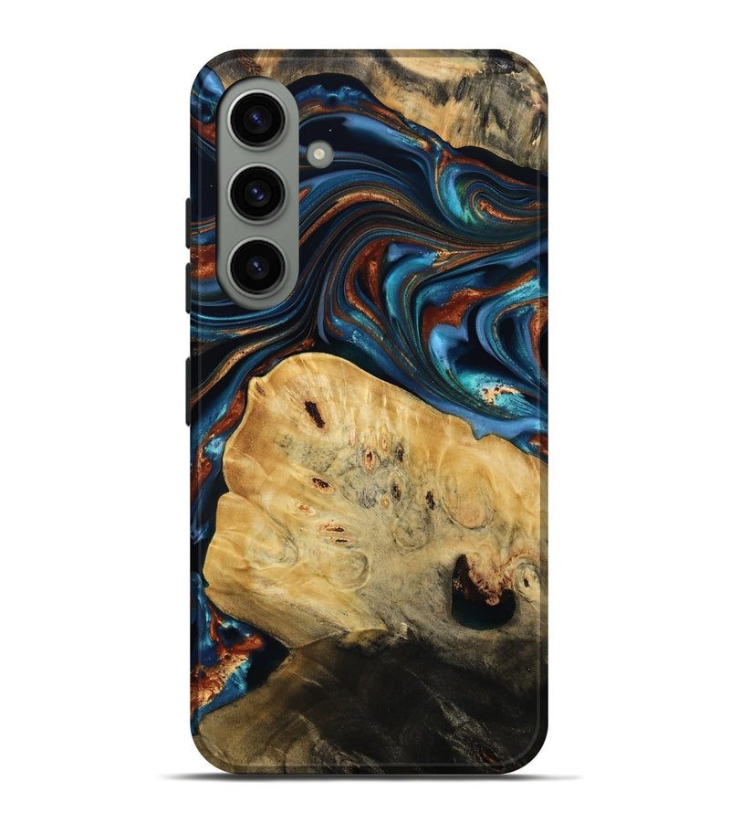 Galaxy S24 Plus Wood Live Edge Phone Case - Cadence (Teal & Gold, 814374)