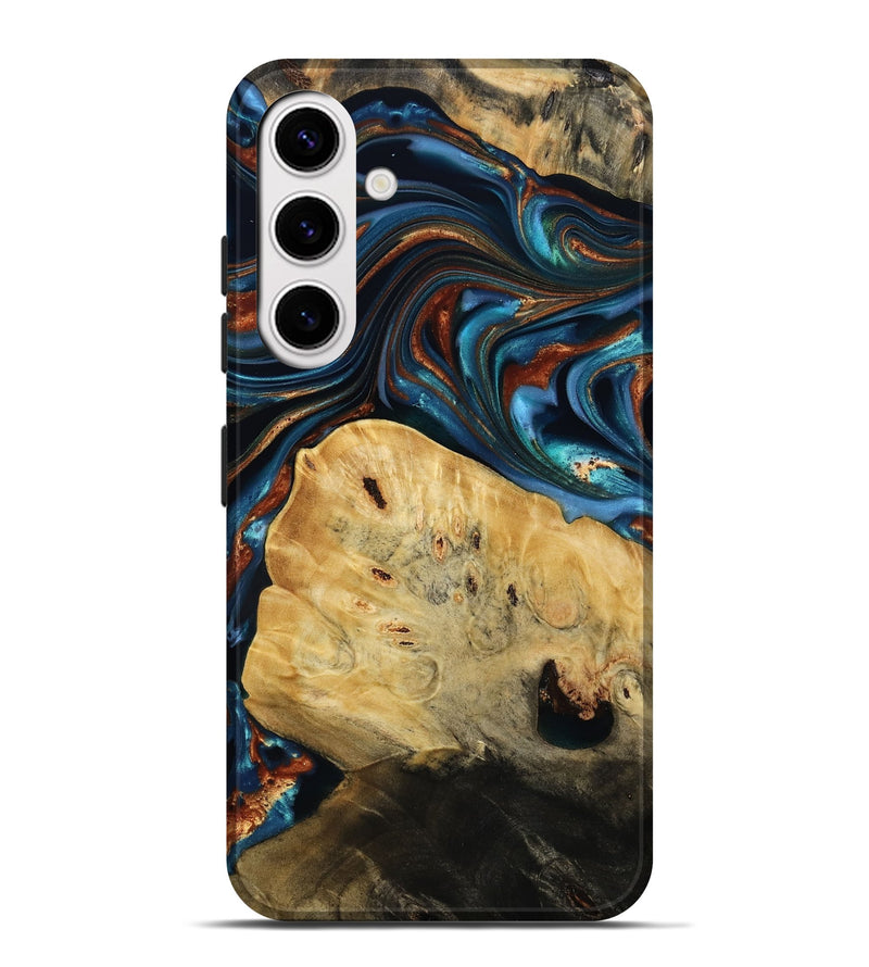 Galaxy S25 Plus Wood Live Edge Phone Case - Cadence (Teal & Gold, 814374)