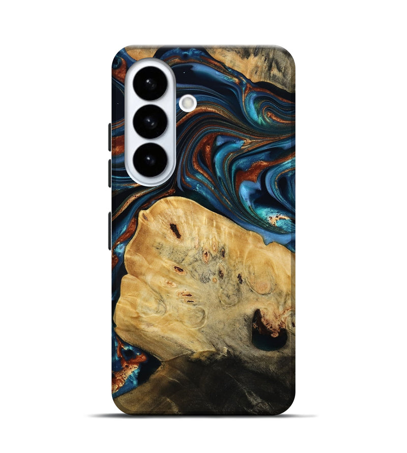 Galaxy S26 Wood Live Edge Phone Case - Cadence (Teal & Gold, 814374)