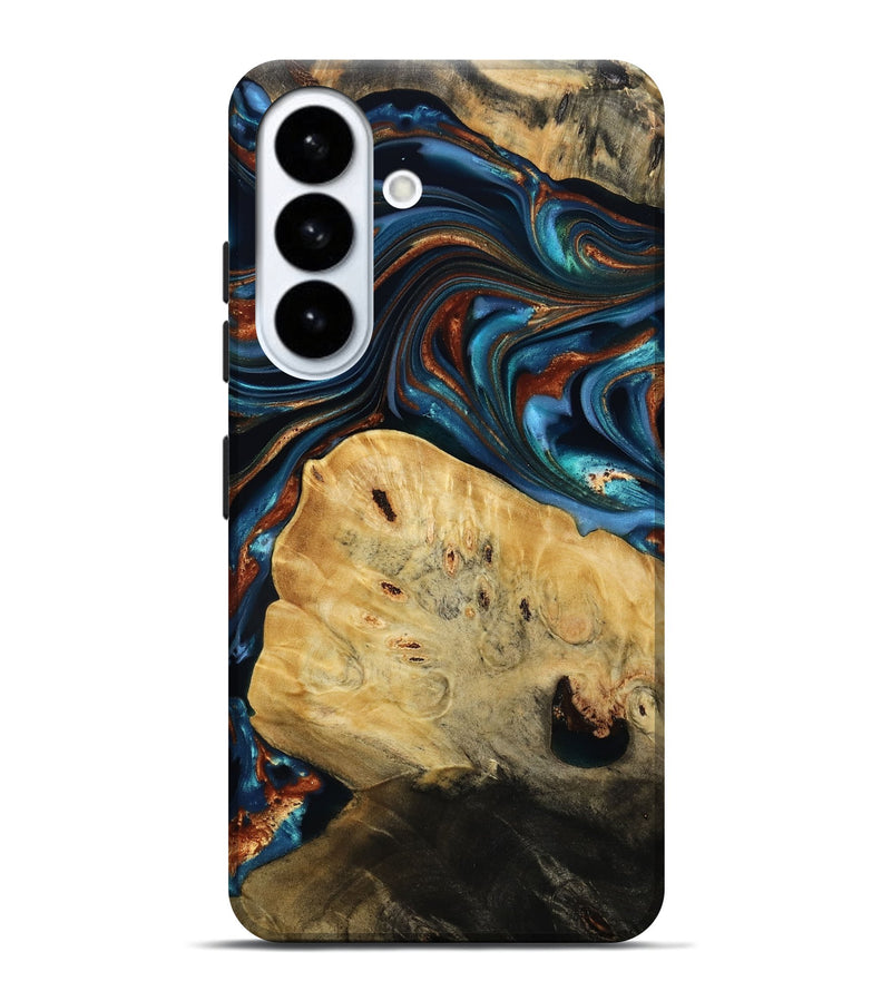 Galaxy S26 Plus Wood Live Edge Phone Case - Cadence (Teal & Gold, 814374)