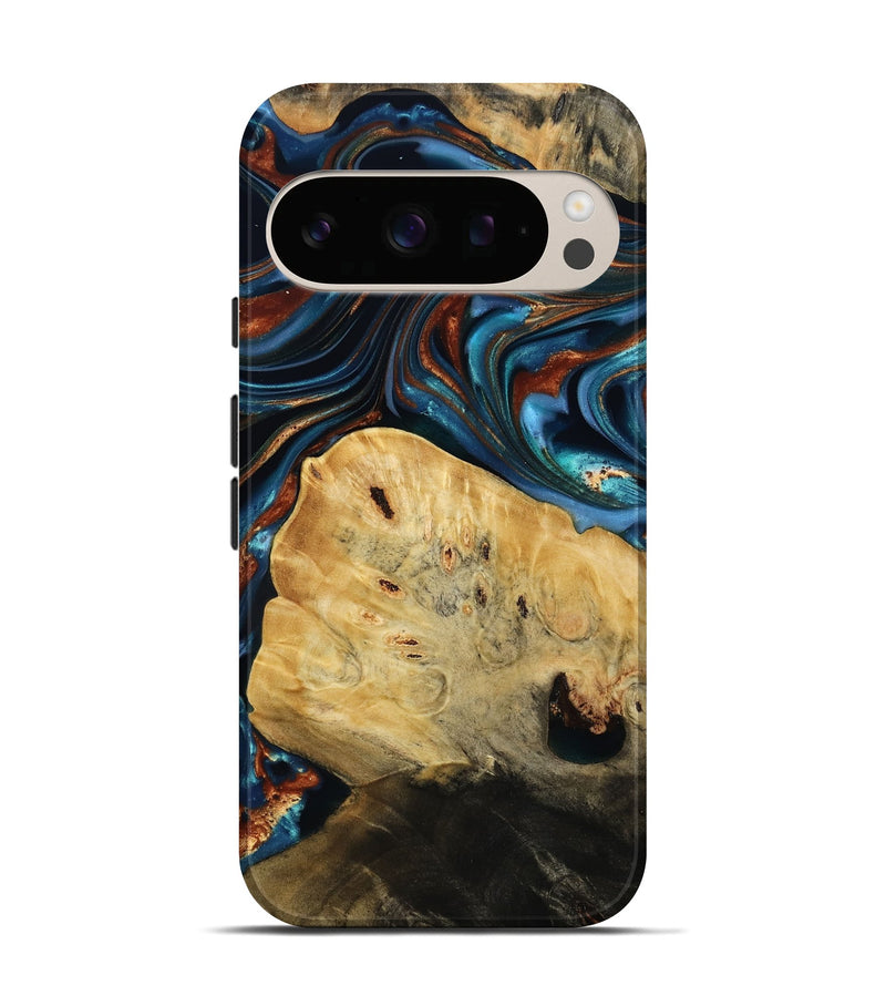 Pixel 10 Wood Live Edge Phone Case - Cadence (Teal & Gold, 814374)