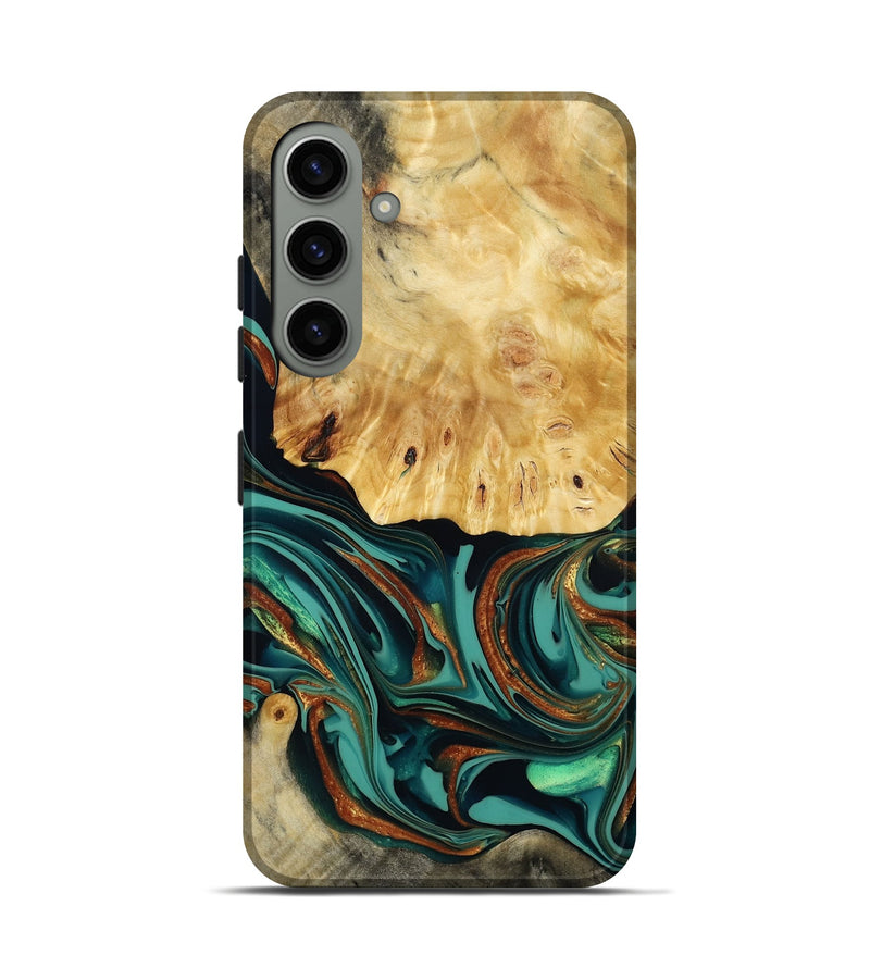 Galaxy S24 Wood Live Edge Phone Case - Dick (Teal & Gold, 814376)