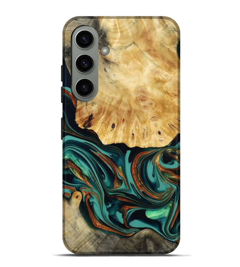 Galaxy S24 Plus Wood Live Edge Phone Case - Dick (Teal & Gold, 814376)