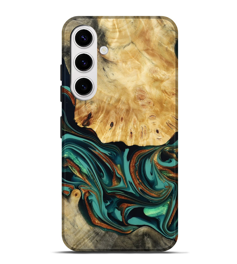 Galaxy S25 Plus Wood Live Edge Phone Case - Dick (Teal & Gold, 814376)