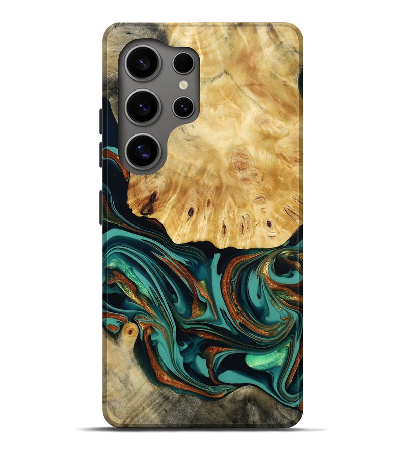 Galaxy S25 Ultra Wood Live Edge Phone Case - Dick (Teal & Gold, 814376)