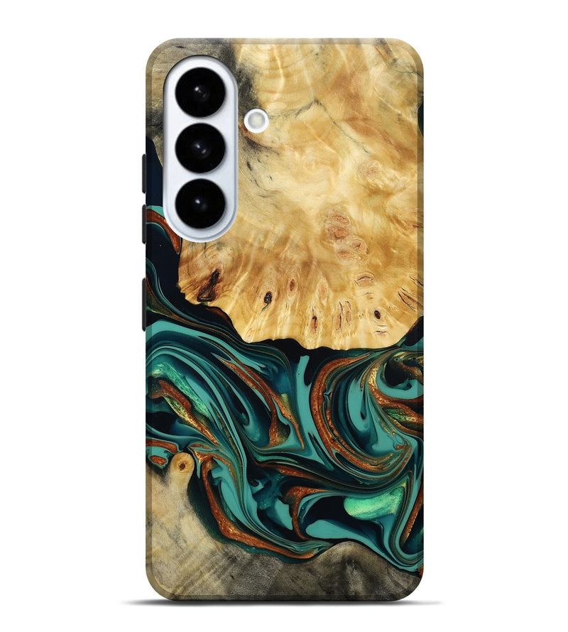 Galaxy S26 Plus Wood Live Edge Phone Case - Dick (Teal & Gold, 814376)