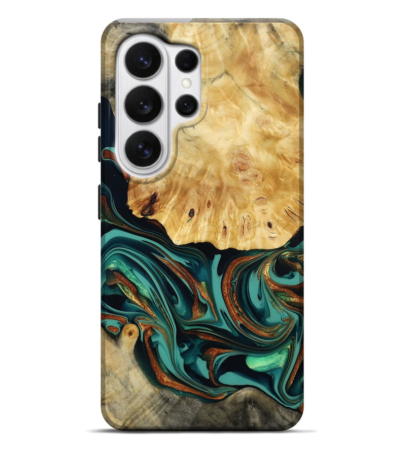 Galaxy S26 Ultra Wood Live Edge Phone Case - Dick (Teal & Gold, 814376)