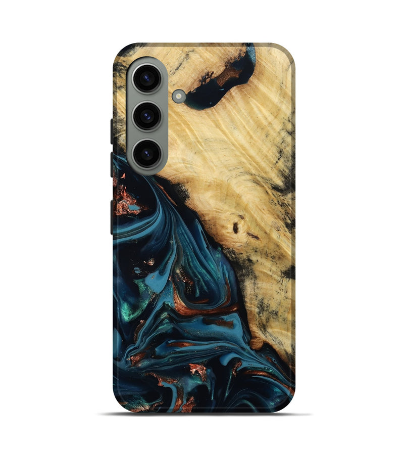 Galaxy S24 Wood Live Edge Phone Case - Kelvin (Teal & Gold, 814381)