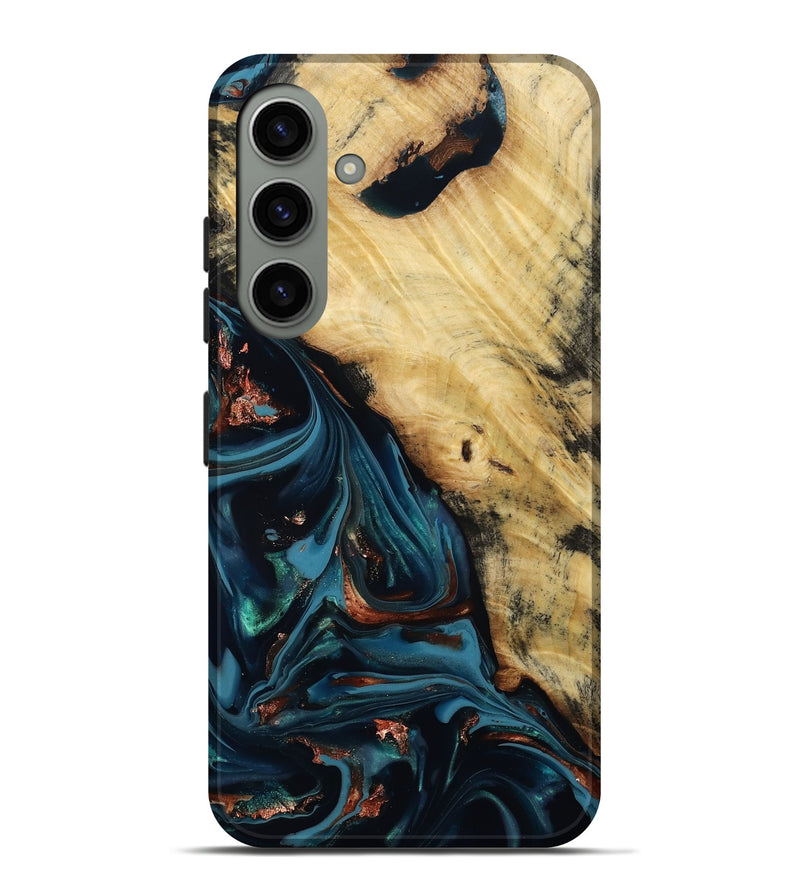 Galaxy S24 Plus Wood Live Edge Phone Case - Kelvin (Teal & Gold, 814381)