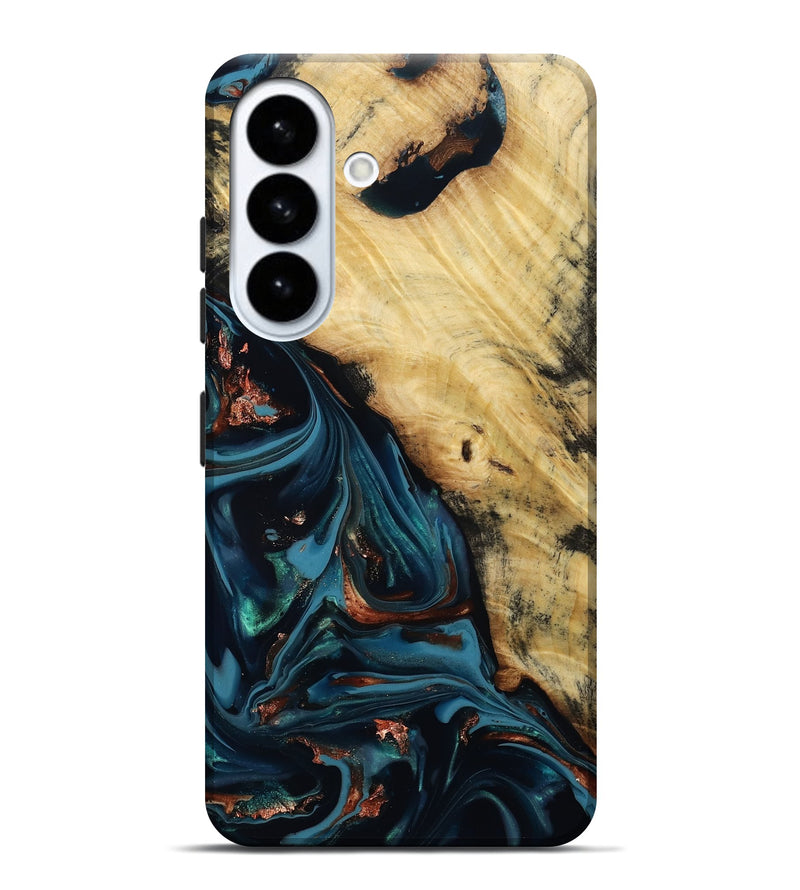 Galaxy S26 Plus Wood Live Edge Phone Case - Kelvin (Teal & Gold, 814381)